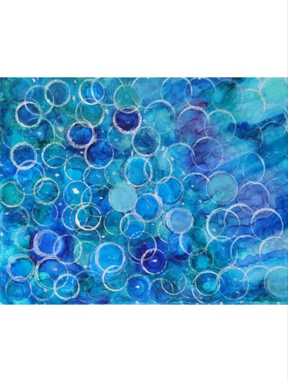 Hand Crafted Blue and Purple Abstract Design 11x14 Inches Canvas Painting - Picture 4 of 4